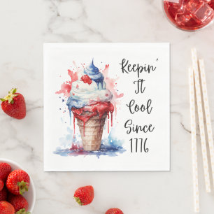 Serviette En Papier T-shirt crème glacée Patriotique 4 juillet