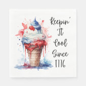 Serviette En Papier T-shirt crème glacée Patriotique 4 juillet (Devant)