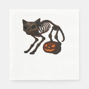 Serviette En Papier T-shirt déplaisant Chat Squelette Halloween Cadeau