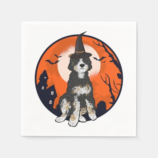 Serviette En Papier T-shirt d'Halloween pour chien de Bernedoodle (Devant)