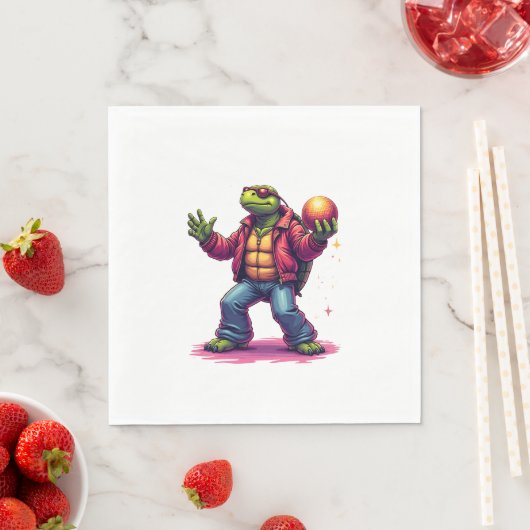 Serviette En Papier T-shirt Disco Tortue esthétique (En situation)