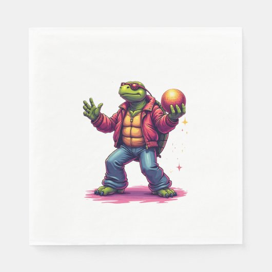 Serviette En Papier T-shirt Disco Tortue esthétique (Devant)