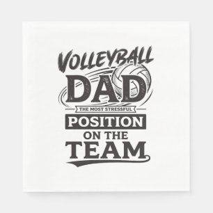 Serviette En Papier T-shirt drôle de papa de volley-ball vintage équip