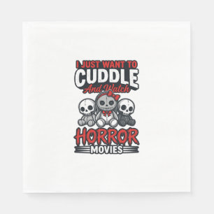 Serviette En Papier T-shirt graphique vintage Cute Horror Movie Cuddle