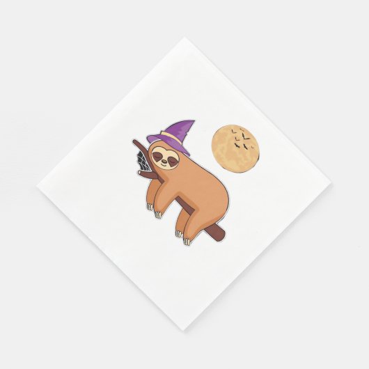 Serviette En Papier T-shirt Halloween sorcière Sloth Premium (Coin)