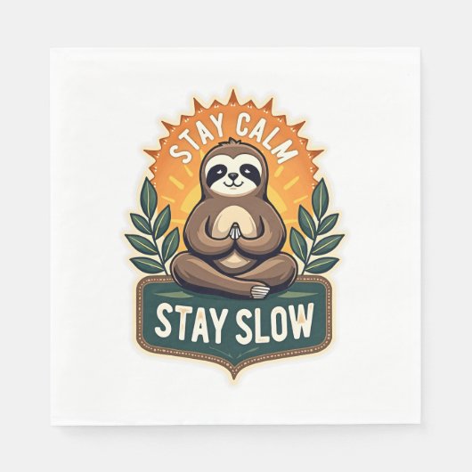 Serviette En Papier T-Shirt Méditation Paresseux Vintage Esprit Détend (Devant)