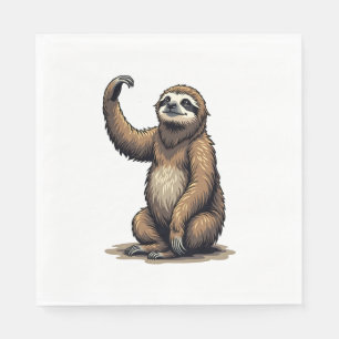 Serviette En Papier T-shirt Sloth Woodcut Faune Vintage 2
