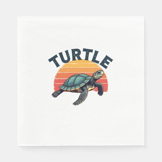 Serviette En Papier T-shirt tortue rétro (Devant)