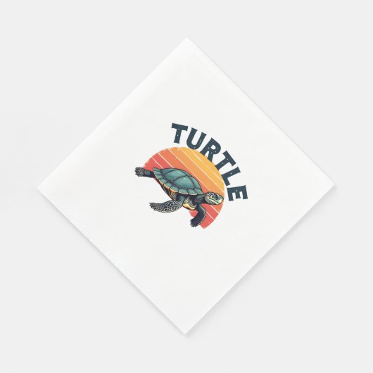 Serviette En Papier T-shirt tortue rétro (Coin)