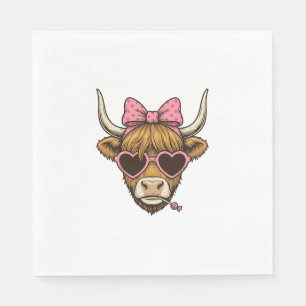 Serviette En Papier T-shirt vintage Cute Highland Cow Heart Lunettes D