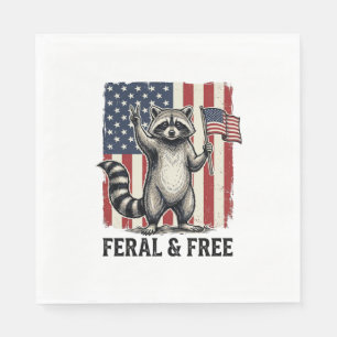 Serviette En Papier T-shirt vintage Raton laveur patriotique sauvage e