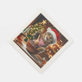 Serviette En Papier Tabby cat baking boozy christmas pudding (Coin)