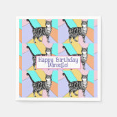 Serviette En Papier Tabby Cat Pastel Anniversaire Chats Ballotin (Devant)