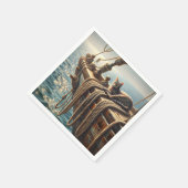 Serviette En Papier Tabby Cat Sur Cordes Nautiques (Coin)