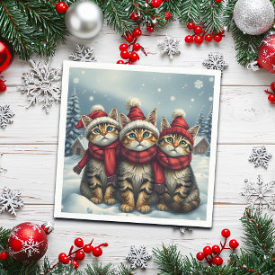 Serviette En Papier Tabby Cats en hiver de l'avant-garde et hiver Casq