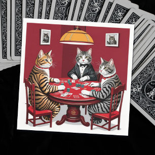 Serviette En Papier Tabby Cats Jouer Au Poker