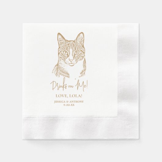 Serviette En Papier Tabby Chat Boissons personnalisées sur les serviet (Devant)
