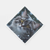 Serviette En Papier Tabby Chat en Tête de Neige (Coin)