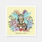 Serviette En Papier Tabby Fairy Cat Mushroom Floral (Devant)