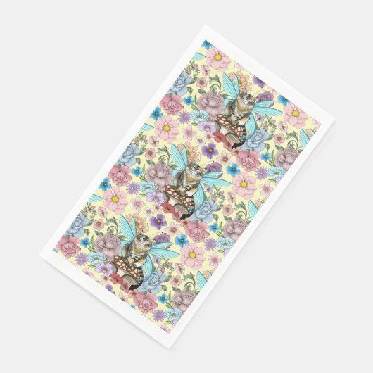Serviette En Papier Tabby Fairy Chat champignon Floral (Coin)
