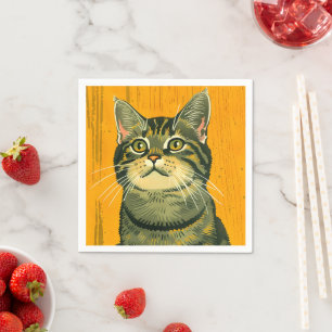 Serviette En Papier Tabby gris rayé minimaliste