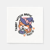 Serviette En Papier Tabby Witch Brew – Cute Halloween Cat Design (Devant)