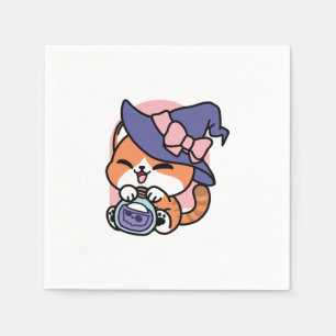 Serviette En Papier Tabby Witch Brew – Joli Design de Chat Halloween