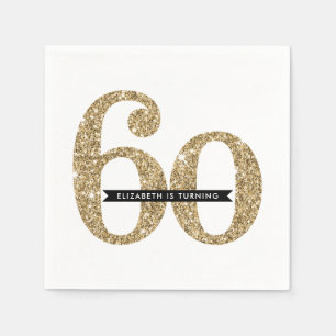 Serviette En Papier TABLE DE FÊTE GRAND ÂGE moderne 60 glam or parties