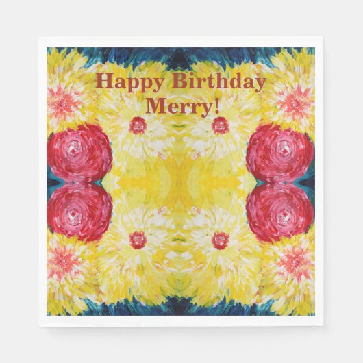 Serviette En Papier Tableau abstrait de l'explosion florale (Devant)