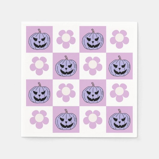 Serviette En Papier Tableau de contrôle Jack-o'-lantern Pink Purple Ha (Devant)