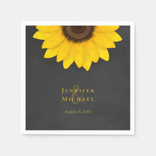 Serviette En Papier tableau de tournesol cartonné rustique fleurie mar (Devant)