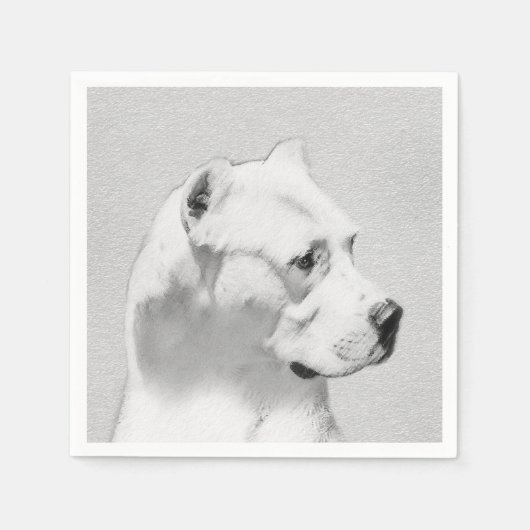 Serviette En Papier Tableau Dogo Argentino - Art Chien original (Devant)