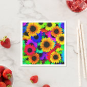 Serviette En Papier Tableau joyeux de tournesols colorés (En situation)