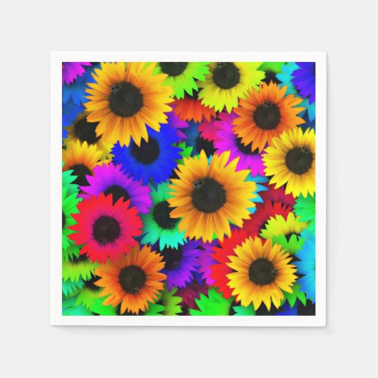 Serviette En Papier Tableau joyeux de tournesols colorés (Devant)
