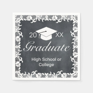 Serviette En Papier Tableau noir et blanc Casquette de dentelle Casque