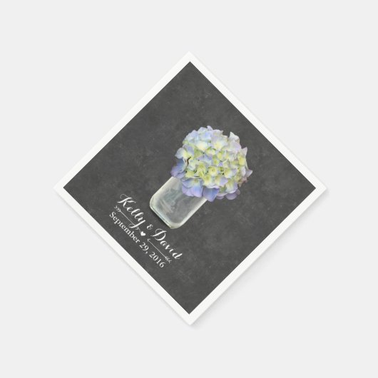 Serviette En Papier Tableau noir Hydrangea Mason Jar Mariage (Coin)