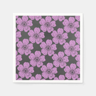 Serviette En Papier Tableau noir Roses roses sauvages