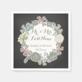 Serviette En Papier Tableau noir Succulent Wreath papier Mariage servi (Devant)