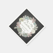 Serviette En Papier Tableau noir Succulent Wreath papier Mariage servi (Coin)