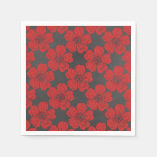 Serviette En Papier Tableau noir Wild Red Roses (Devant)