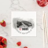 Serviette En Papier Tableau original Eau Buffle Ox Nouvel An PN (En situation)