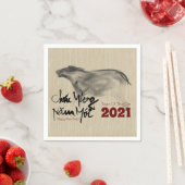 Serviette En Papier Tableau original OX Nouvel An vietnamien 2021 PN (En situation)
