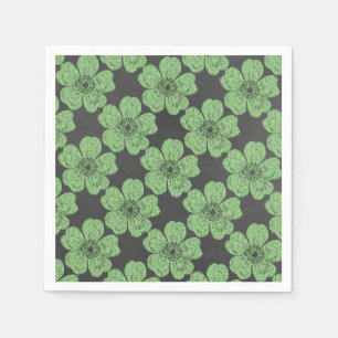 Serviette En Papier Tableau rouge Rose vert sauvage