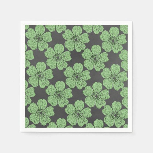 Serviette En Papier Tableau rouge Rose vert sauvage (Devant)