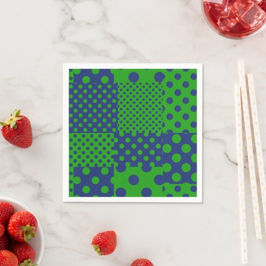 Serviette En Papier Taches à pois verts bleus Patchwork (En situation)