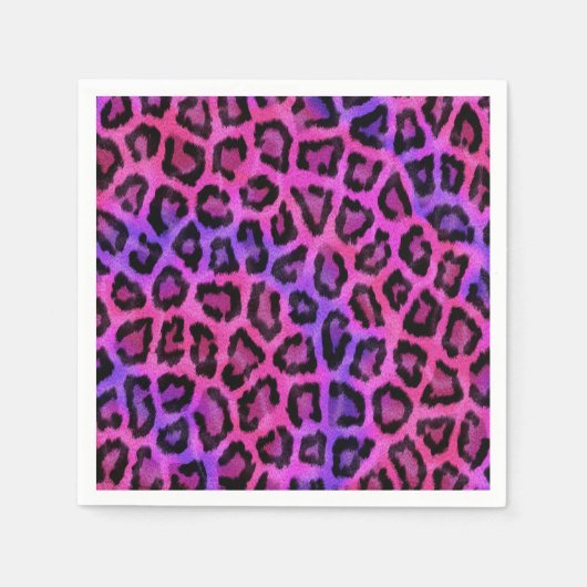 Serviette En Papier Taches de fourrure de léopard rose et violet (Devant)