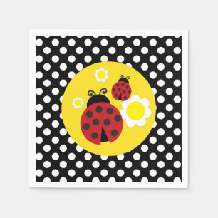 Serviette En Papier Taches Jaunes Fleurs Rouge Coccinelle Baby Shower