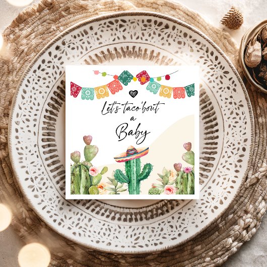 Serviette En Papier Taco Bout a Baby Fiesta Aquarelle Cactus Douche