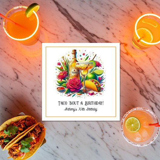 Serviette En Papier "Taco ’Bout a Birthday" Tequila & Margarita Fiesta