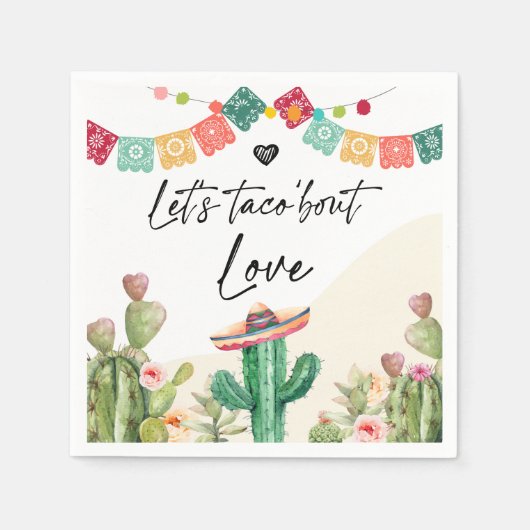 Serviette En Papier Taco Bout Love Fiesta Aquarelle Cactus Douche (Devant)